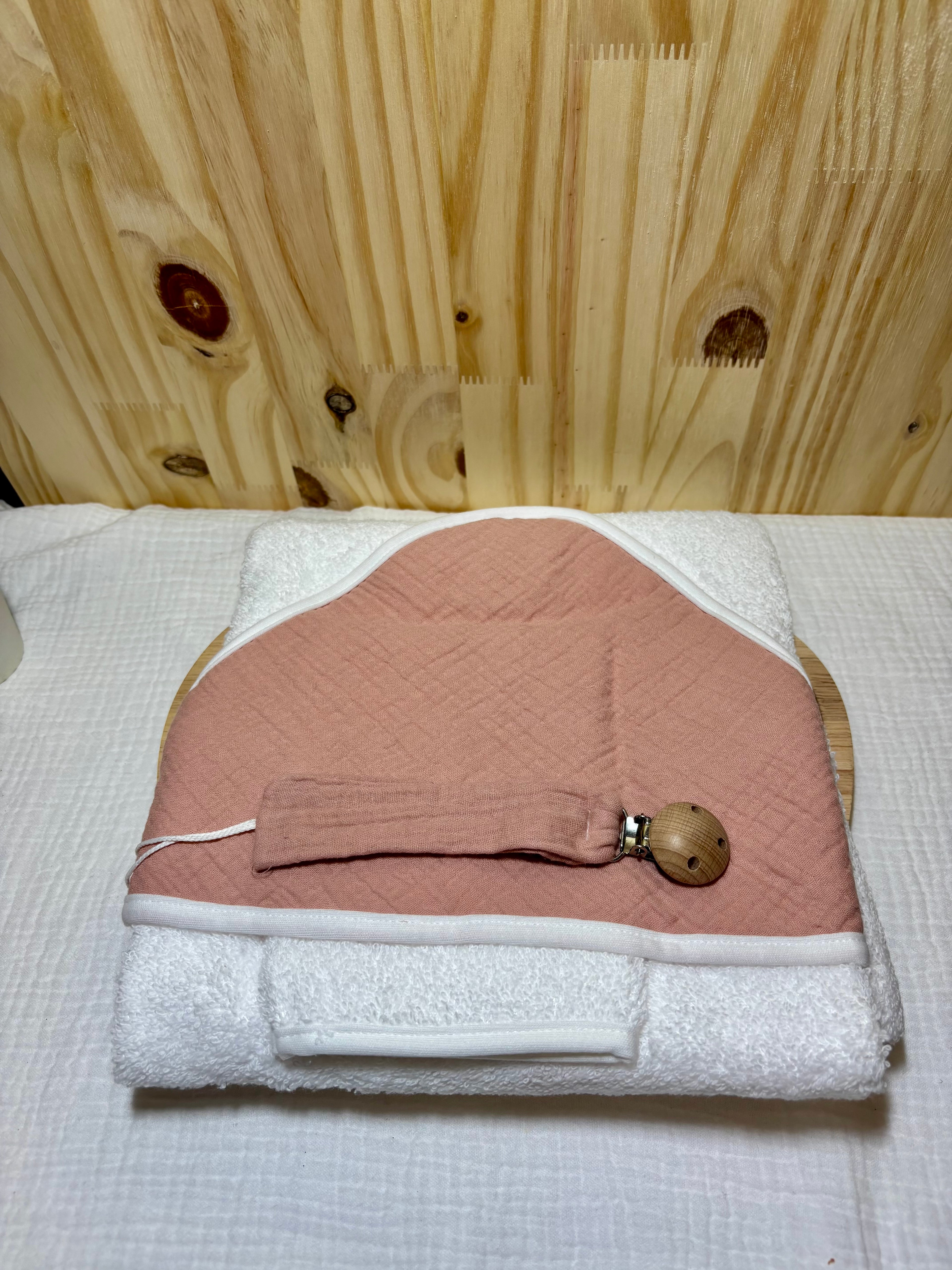 Coffret naissance personnalisé – Plaid bébé , cape de bain & attache tétine - Terracotta